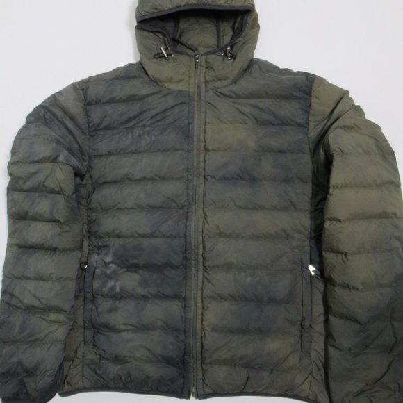John Elliott Men's Carson Down Full Zip Jacket Evergreen Camo Size L